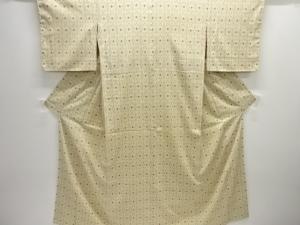 格子に幾何学模様織出し本塩沢着物
